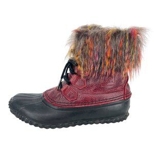 Sorel Out N About Cashmere-Lined Lux Duck Boots Burgundy Red Size 8